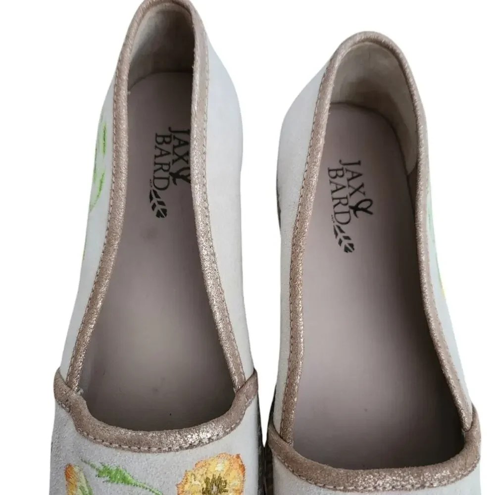 Jax & Bard Suede Floral Embroidered Platform Espadrilles 40